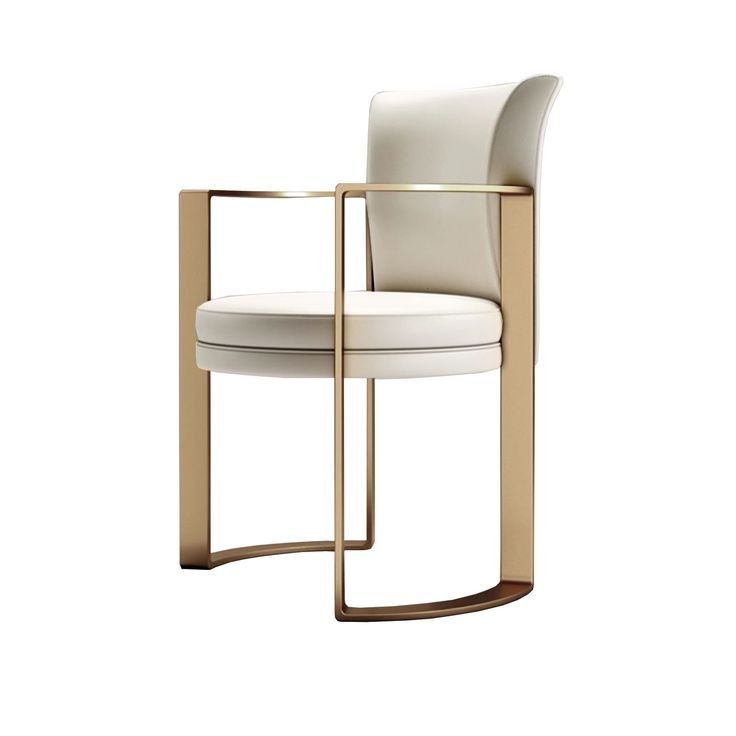 Modern Accent Chair – Cream Upholstery with Gold Met